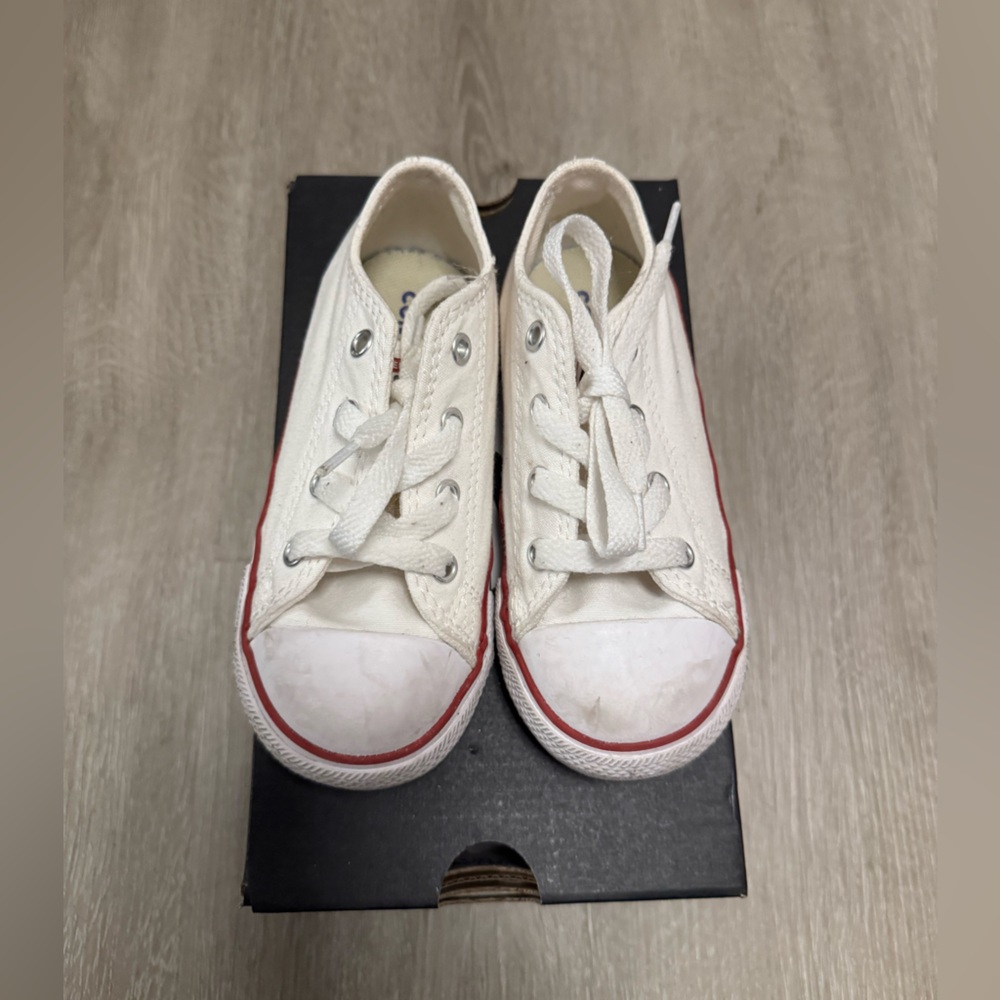Converse White Sneakers with Red Trim
